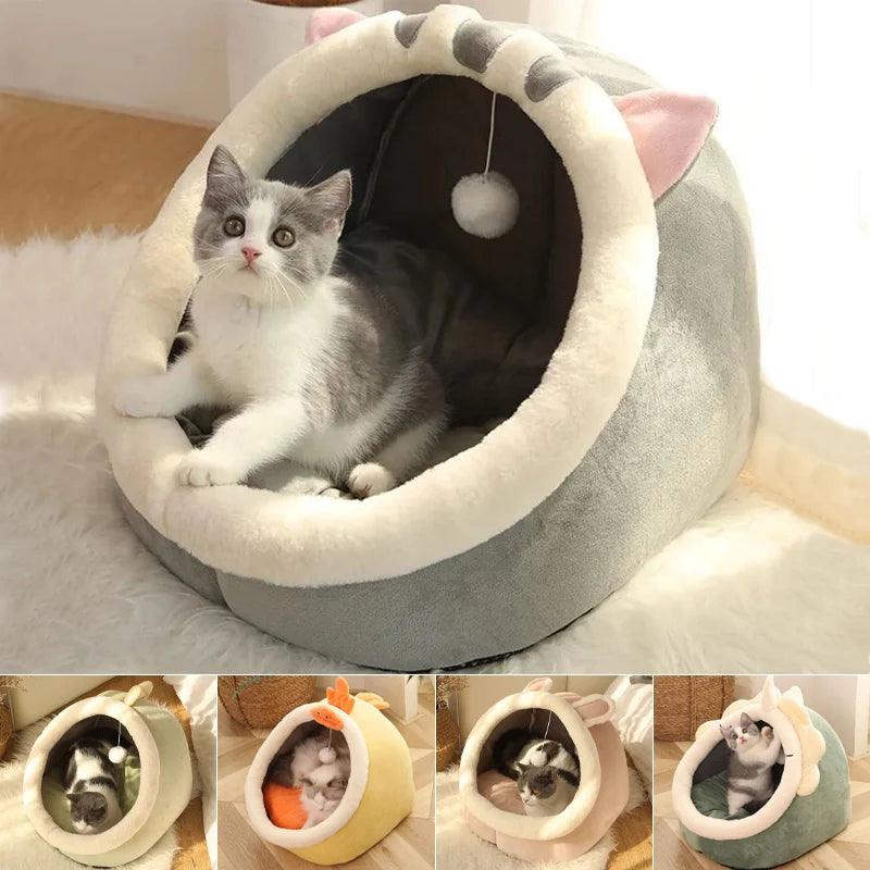 Sweet Cozy Cat Bed Lounger House Tent Washable Mat for Cats  ourlum.com   