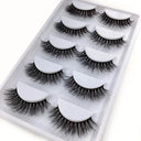 New Full 5 Pairs one box 3D Mink Hair False Eyelashes Natural Thick Long Eye Lashes Wispy Makeup Beauty Extension Tools H13  ourlum.com 5Pairs3dh-17  