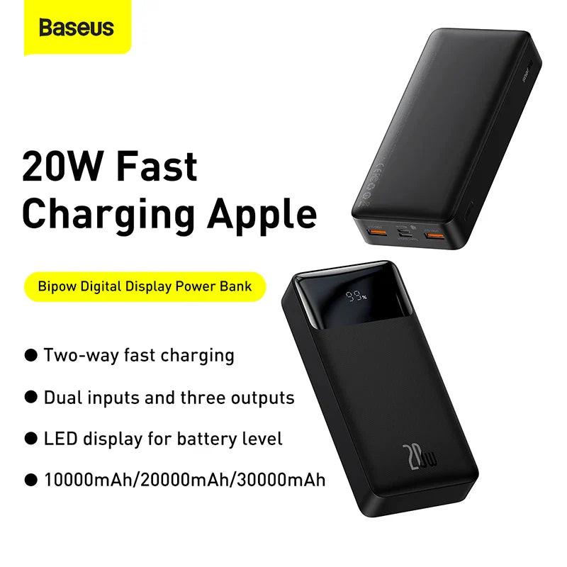 Baseus 30000mAh Power Bank Portable Charger 30000 External Battery PD Fast Charging Pack Powerbank For Phone Xiaomi mi PoverBank  ourlum.com   