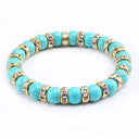 Blue Beaded Bracelet Charm Natural Stone Crystal Septa Stretch