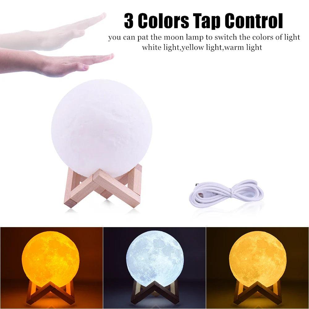 USB Night Lamp 3D Print Moon Lamp Luminaria USB Charging Pat Night Light Led Touch Dimmable 2/16 Color Change Bedside Lamps  ourlum.com   