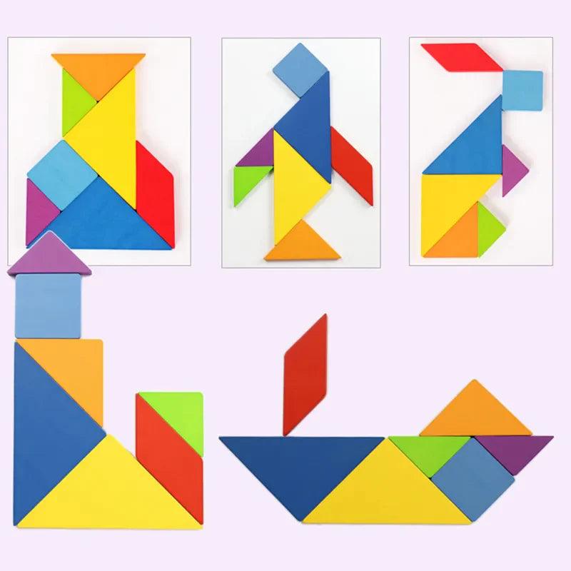 Wooden Animal Jigsaw Puzzle Tangram Toy: Educational Sorting Games Kids Gift  ourlum.com   