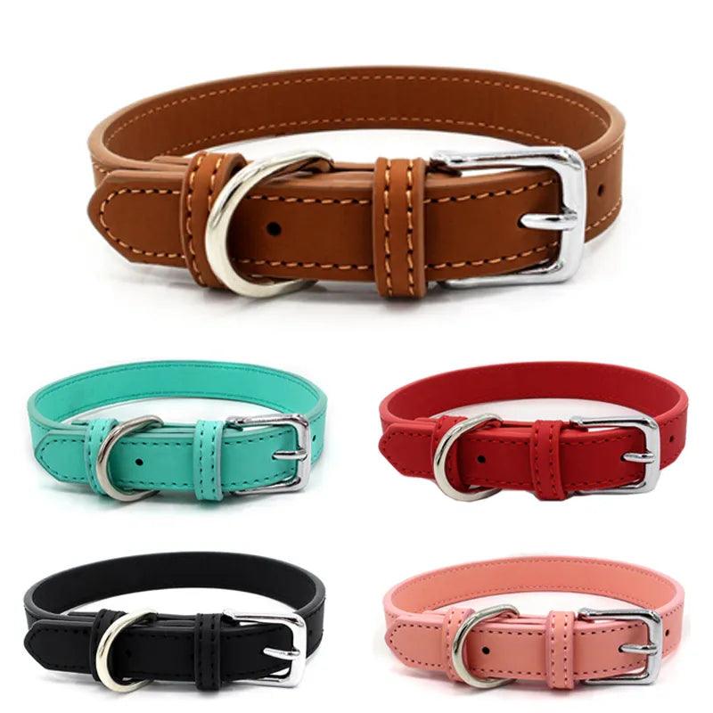 Affordable Comfort Leather Pet Collar: Adjustable Stylish for Small Dogs & Cats  ourlum.com   