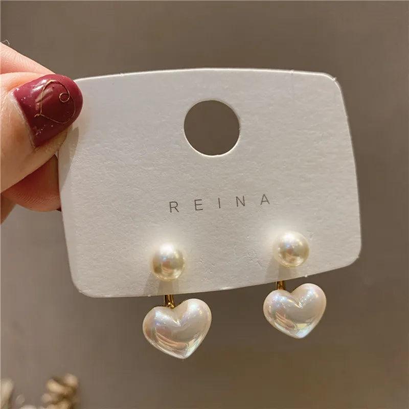 Heart Pearl Drop Earrings - Chic Feminine Jewelry for Women  ourlum.com 286  