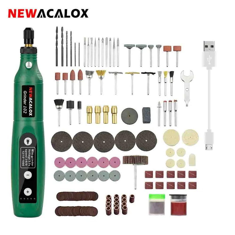 NEWACALOX USB Charging Variable Speed Mini Grinder Machine Rotary Tools Kit Grinder Set with 126pcs Engraving Accessories Kit  ourlum.com   