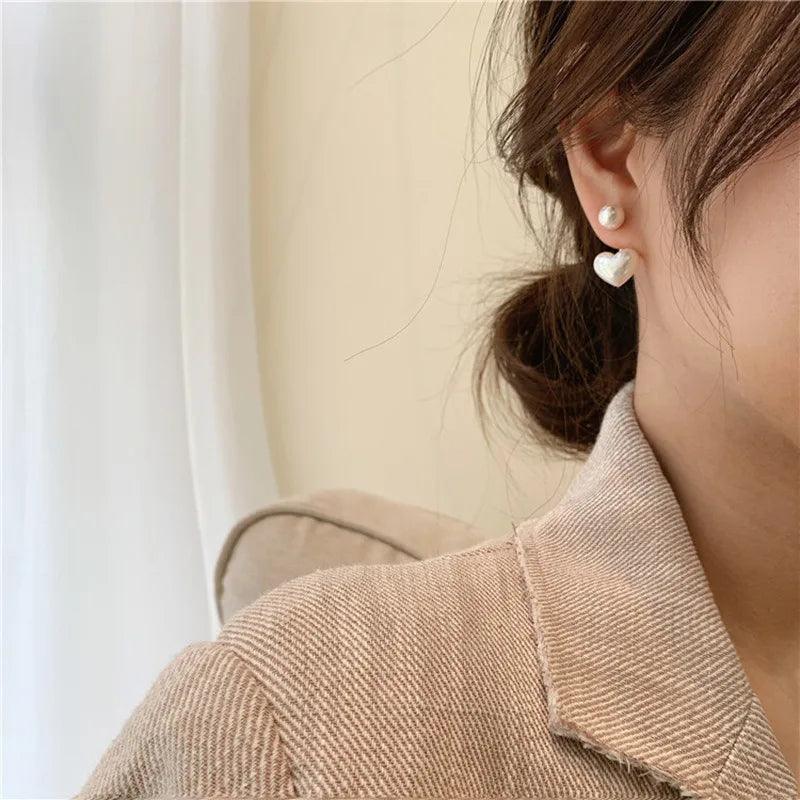 Heart Pearl Drop Earrings - Chic Feminine Jewelry for Women  ourlum.com   