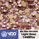 Crystal Gold Mix Size Flatback Rhinestones for DIY Nail Art  ourlum.com Light Rose Mix Size(1440Pcs) 