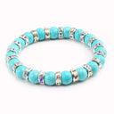 Blue Beaded Bracelet Charm Natural Stone Crystal Septa Stretch