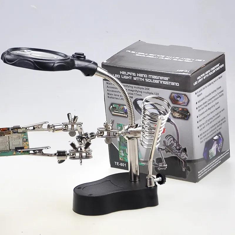 Soldering Iron Station with Magnifying Glass and LED Light: Precision Soldering Tool  ourlum.com 801  