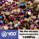 Crystal Gold Mix Size Flatback Rhinestones for DIY Nail Art  ourlum.com C.Meridian Blue Mix Size(1440Pcs) 