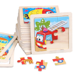Kids Cartoon Animal Traffic Wooden Puzzle Toy Set - Educational Jigsaw Fun