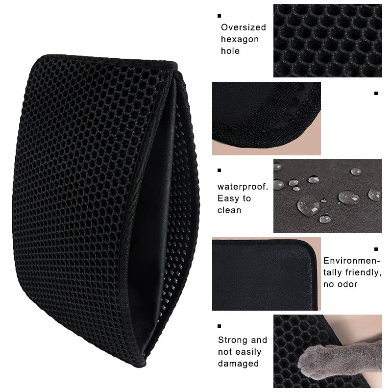 Cat Litter Mat: Waterproof Double Layer Trapping Box Clean Accessories  ourlum.com   