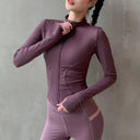 2024 Long Sleeve Sports Jacket Women Zip Fitness Yoga Shirt Winter Warm Gym Top Activewear Running Coats Workout Clothes Woman