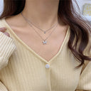 New Shiny Butterfly Necklace Ladies Exquisite Double Layer Chain