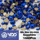 Crystal Gold Mix Size Flatback Rhinestones for DIY Nail Art  ourlum.com Sapphire Mix Size(1440Pcs) 