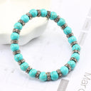 Blue Beaded Bracelet Charm Natural Stone Crystal Septa Stretch