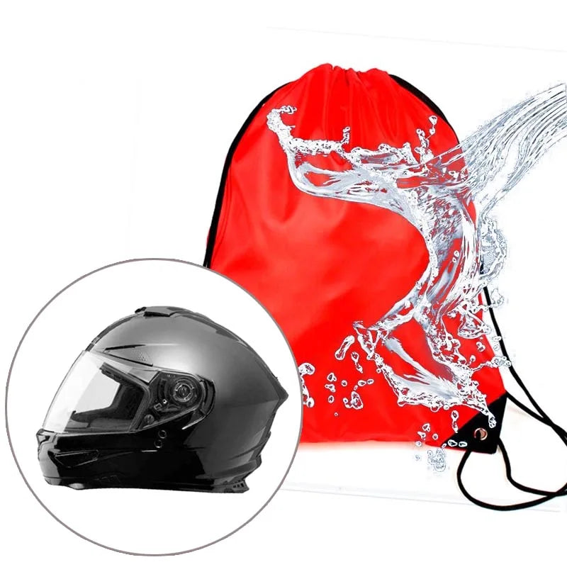 Water-Resistant Helmet Storage Bag with Drawstring for Motorcycles, Scooters, and Bicycles - 47x45cm