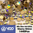 Crystal Gold Mix Size Flatback Rhinestones for DIY Nail Art  ourlum.com Starry Shine Mix Size(1440Pcs) 