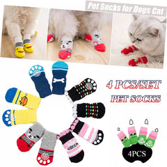 Winter Dog Socks: Cute Cartoon Anti-Slip Pet Shoes Paw Protector
