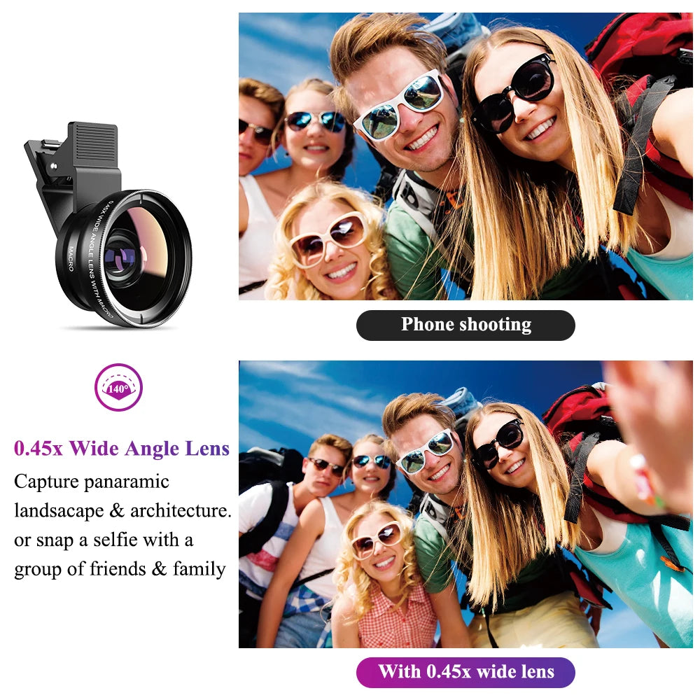 APEXEL 2-in-1 HD Super Wide Angle and Macro Lens Kit for iPhone Samsung Smartphones  ourlum.com   