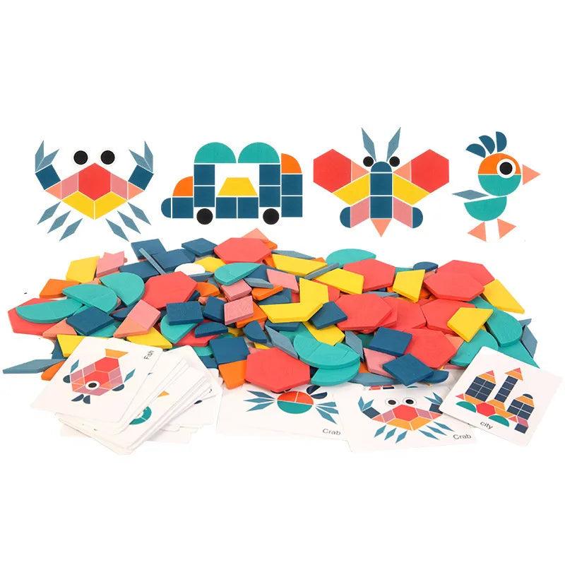 Montessori Wooden Geometric Shape Puzzle Set for Kids  ourlum.com   