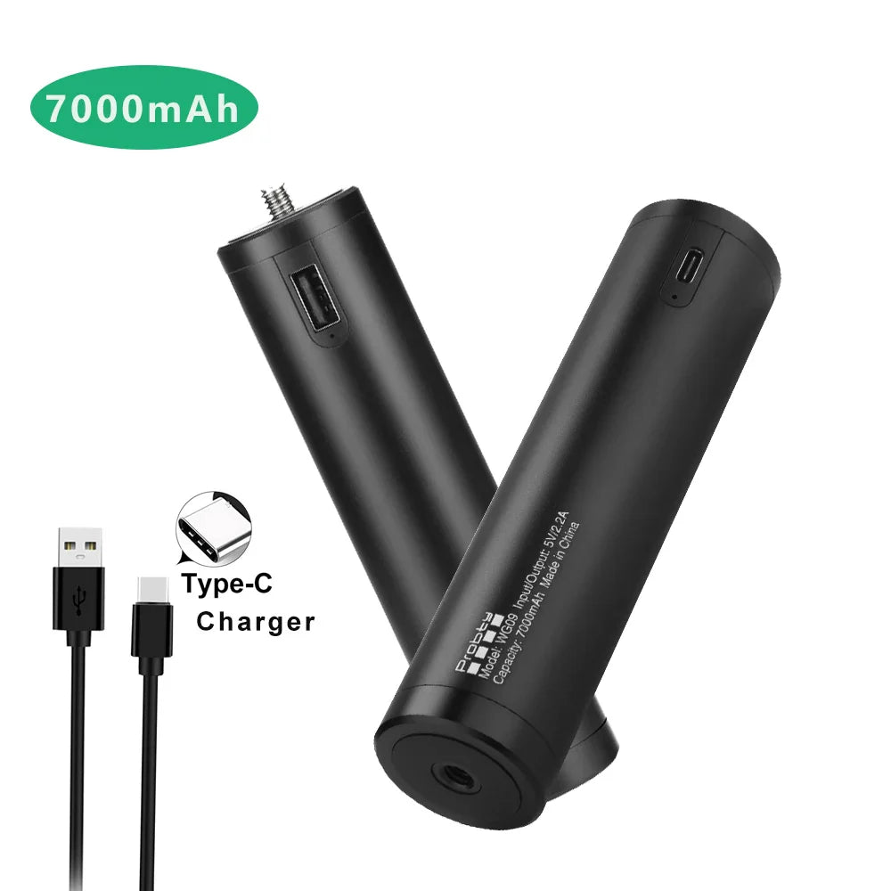 7000mAh Power Bank Hand Grip Type-C Charging Ports with Mini Tripod for Smartphone Mirrorless Camera  ourlum.com   