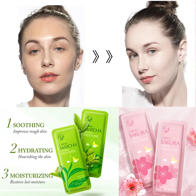 LAIKOU 7pcs Moisturizing Facial Mask Anti Wrinkle Hydrating Sleeping Face Sheet Masks Brightening Night Face Mask Anti Aging  ourlum.com   