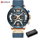 CURREN Men's Military Leather Chronograph Watch: Stylish & Functional Timepiece  ourlum.com rose blue - box United State 