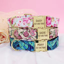 Custom Floral Print Nylon Dog Collar and Leash Set with ID Tag - Stylish Pet Walking Accessories for Medium to Large Breeds  ourlum.com   