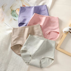 Breathable Cotton High Waist Panties Set: Plus Size Comfort Slimming Wear