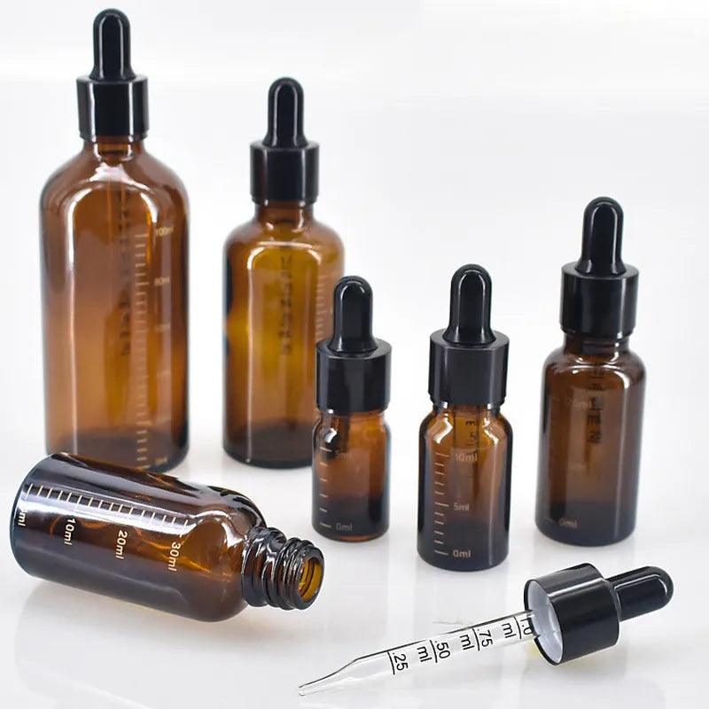 Dropper Bottles with Scale 5ml-100ml Reagent Eye Drop Amber Glass Aromatherapy Liquid Pipette Bottle Refillable Bottles Travel  ourlum.com 5ml  