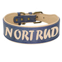 Personalized Leather Dog Collar: Free Print Name - Wide Padded Pet ID for Medium Large Dogs  ourlum.com Personalized blue XL 