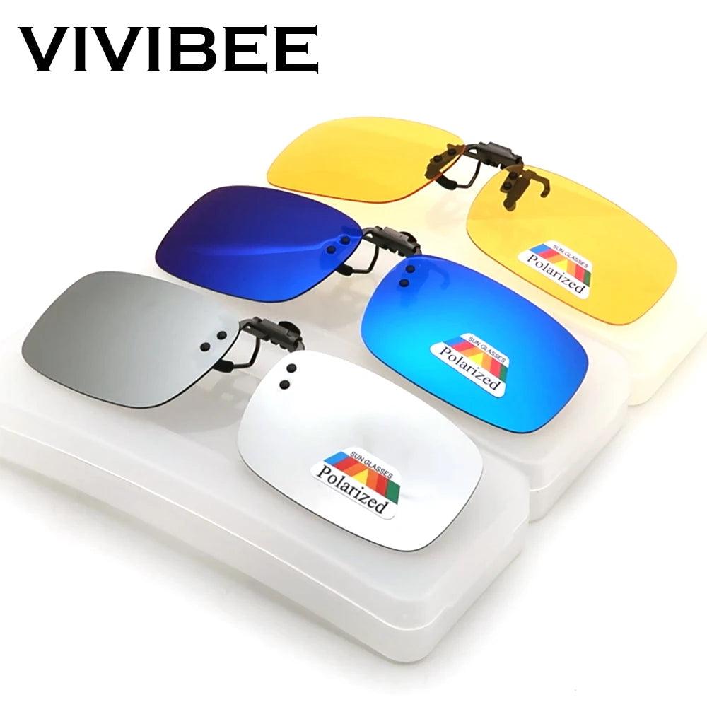 Stylish VIVIBEE Polarized Clip-On Sunglasses with Flip-Up Design for Men and Women - UV400 Protection, Ideal for Fishing and Driving