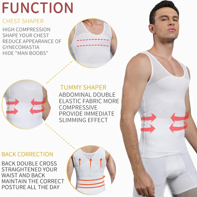 Men's Slimming Compression Shirt for Gynecomastia & Tummy Control - Boost Confidence!