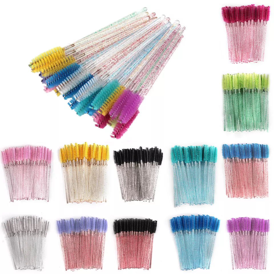 50PCS Eyelash Brush Disposable Eyelash Extension Brushes for Eye Lash Cleaning Mascara Wands Applicator Lip Brush Makeup Tool  ourlum.com   