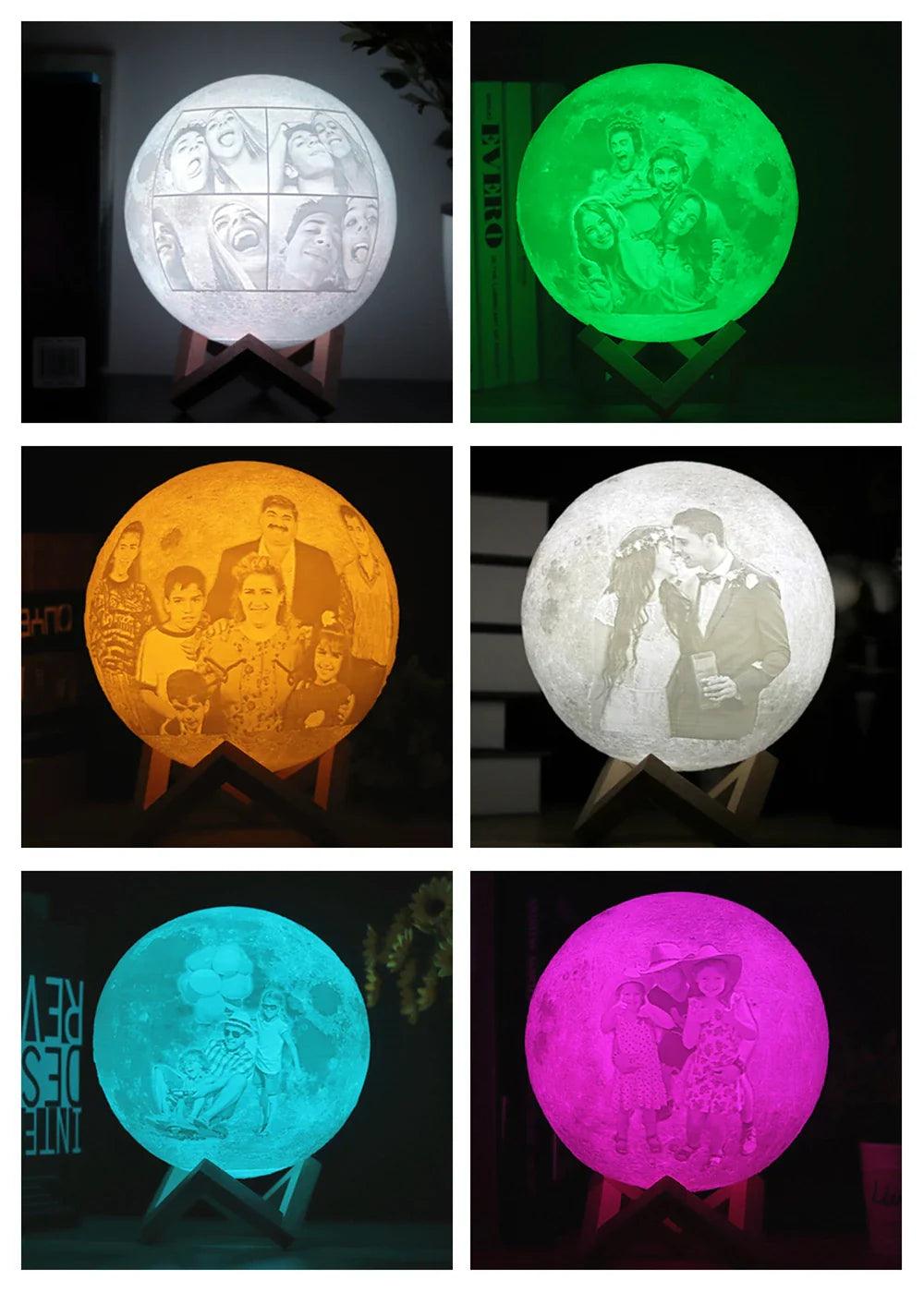 Drop Shipping Photo Customized Moon Lamp 3D Print Moon Night Light USB Rechargeable Personalized Gift with Your Text & Photo  ourlum.com   