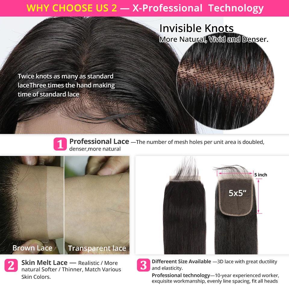 Brazilian Straight Human Hair Bundle Set with Closure - AliPearl Hair Extensions  ourlum.com   