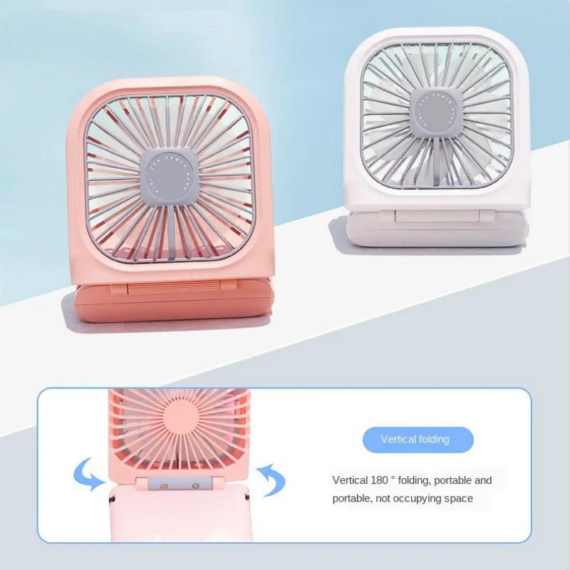 Hanging Neck Fans Mini Portable Folding USB Small Fan Mute Power Bank Portable Handheld Desktop Multi Function Charge Fan  ourlum.com   