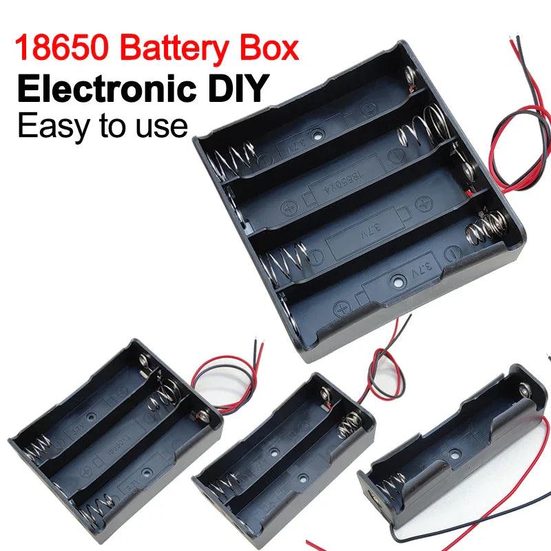 New 18650 Power Bank Cases 1X 2X 3X 4X 18650 Battery Holder Storage Box Case 1 2 3 4 Slot Batteries Container With Wire Lead  ourlum.com   