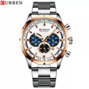 Curren Men's Blue Dial Chronograph Steel Watch: Stylish Waterproof Timepiece.  ourlum.com Silver white CHINA 