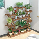 8 Tier Tall Large Capacity Wood Plant Stand for Balcony