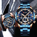 Curren Men's Blue Dial Chronograph Steel Watch: Stylish Waterproof Timepiece.  ourlum.com   