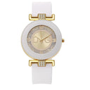 Elegant Black Women's Rhinestone Quartz Watch with Silicone Strap  ourlum.com white  