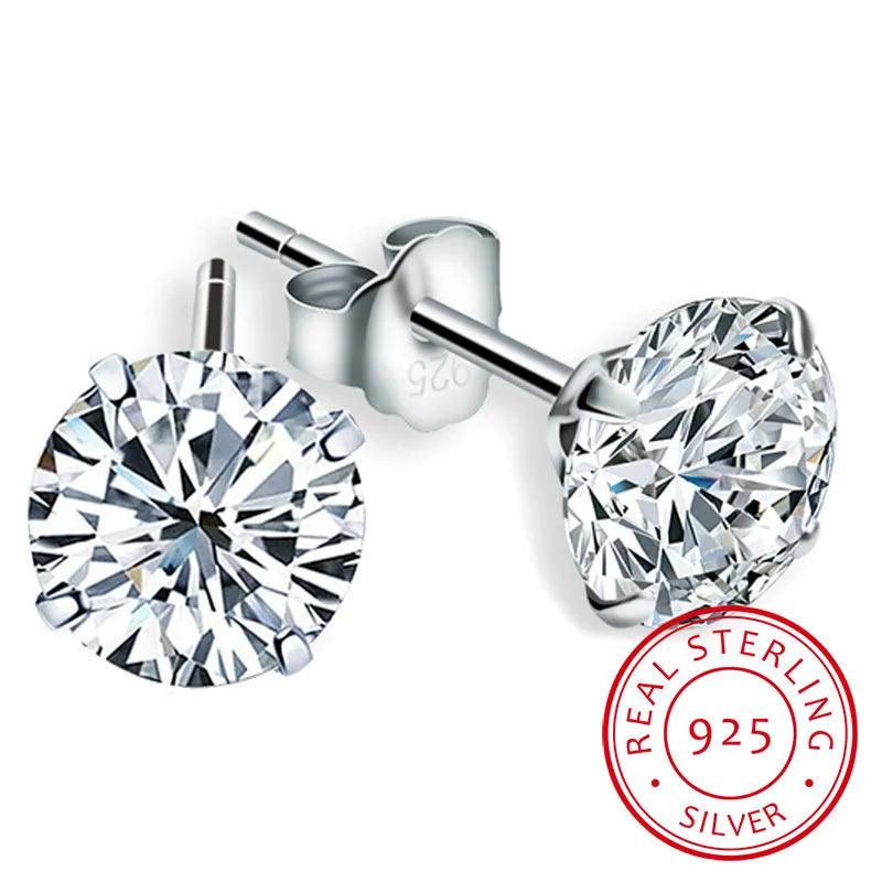 Sparkling Crystal 925 Sterling Silver Stud Earrings - Elegant Fine Jewelry for Women's Wedding Gift  ourlum.com   