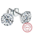 Sparkling Crystal Silver Stud Earrings Elegant Wedding Jewelry