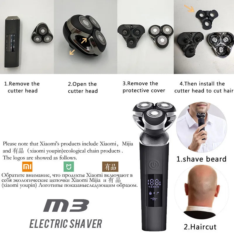 M3 Electric Shaver Replacement Head Mi Youpin Razor For Mens Beard Trimmer Wet and Dry 3D Cutter Heads Dual-layer Blade 5