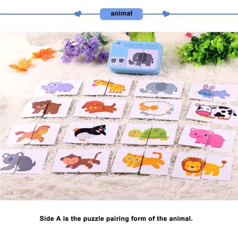 Kids Montessori Puzzle Toys: Educational Double-sided Animal Fruit Matching Game  ourlum.com   