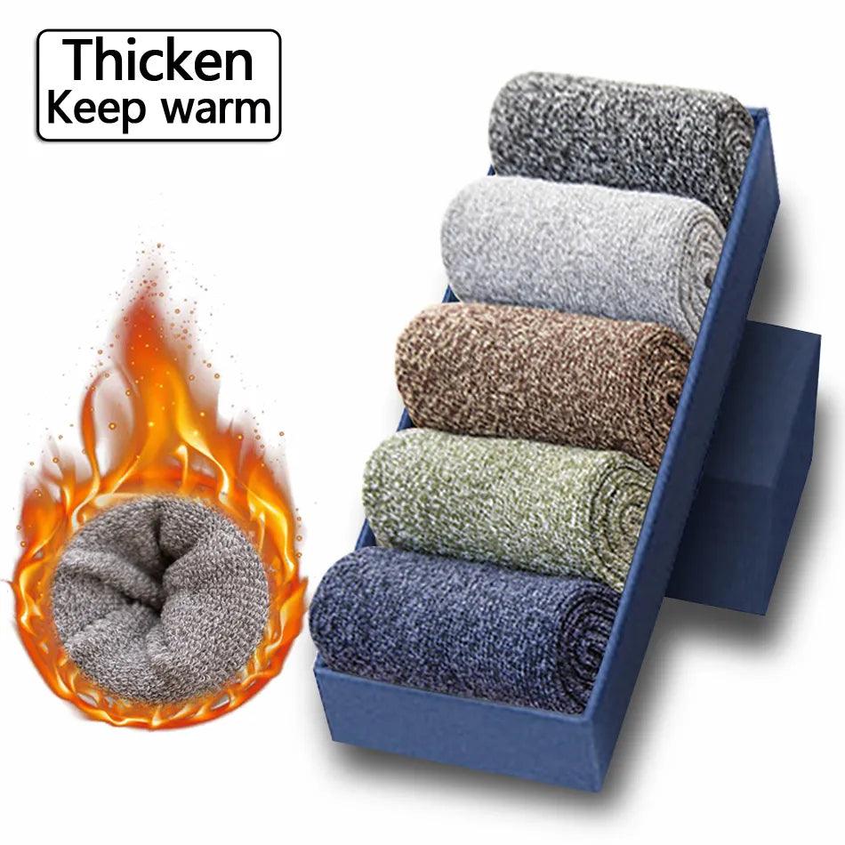 5-Pack Premium Wool Blend Winter Socks for Men - Cozy Christmas Gift Idea  ourlum.com   