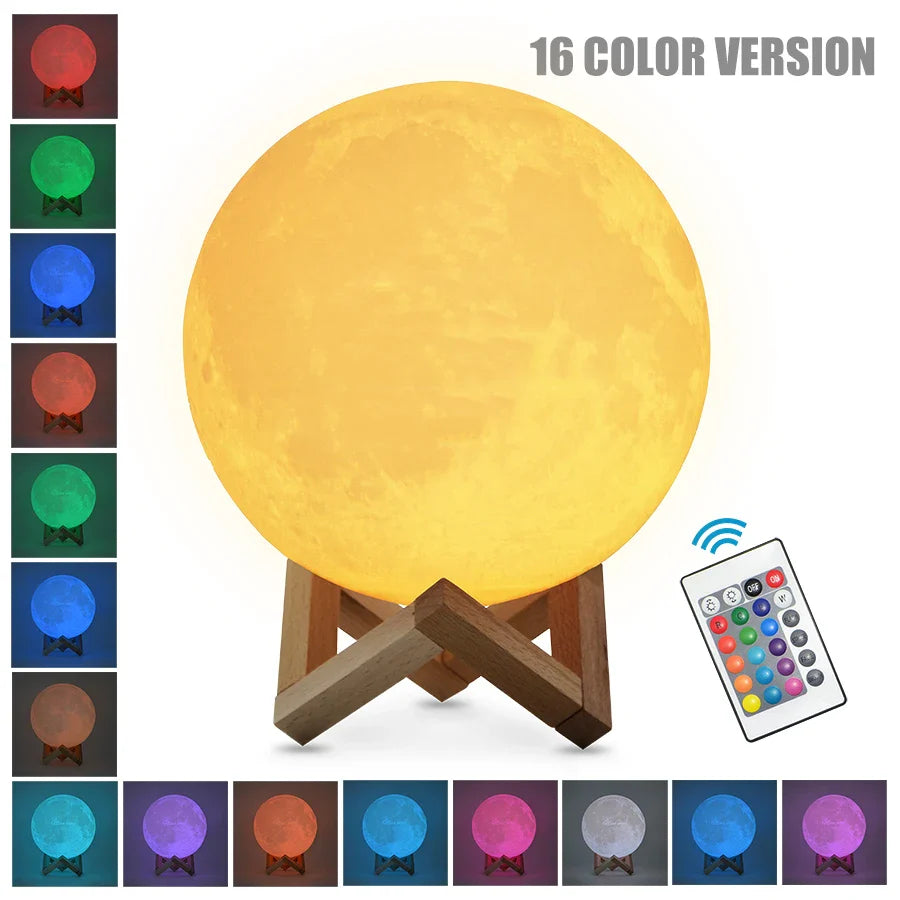 Dropship 3D Print Rechargeable Moon Lamp LED Night Light Creative Touch Switch Moon Light For Bedroom Decoration Birthday Gift  ourlum.com   