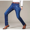 Autumn Classic Men's Fitted Stretch Jeans Business Casual Trousers